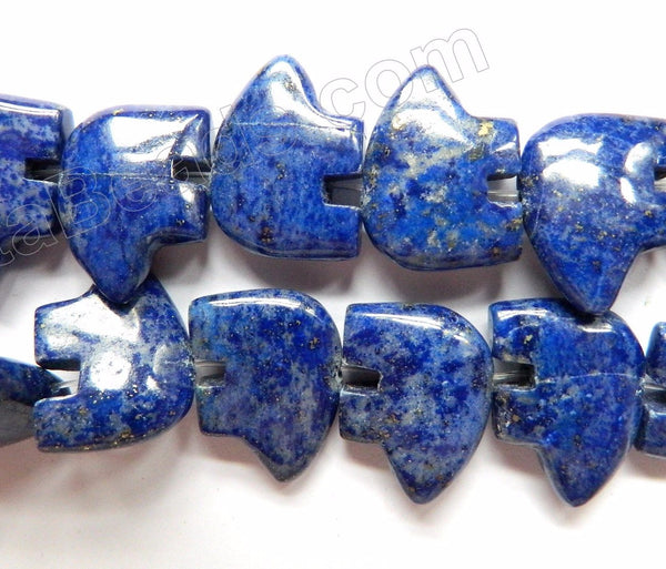 Lapis Lazuli Natural AA Dark  -  Carved Bear Beads  16"