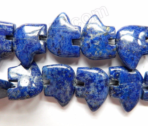 Lapis Lazuli Natural AA Dark  -  Carved Bear Beads  16"