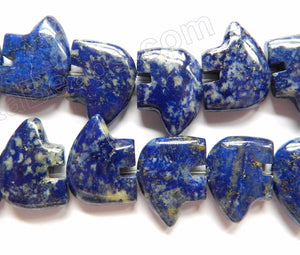 Snow Lapis Lazuli Natural AA  -  Carved Bear Beads  16"
