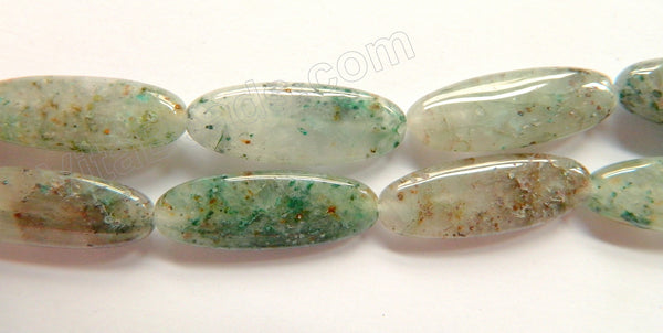 Moss Prase Jasper Light  -  10x28mm Puff Long Oval Rice  16"