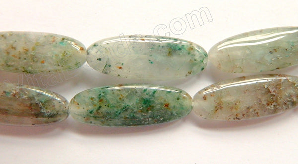 Moss Prase Jasper Light  -  10x28mm Puff Long Oval Rice  16"