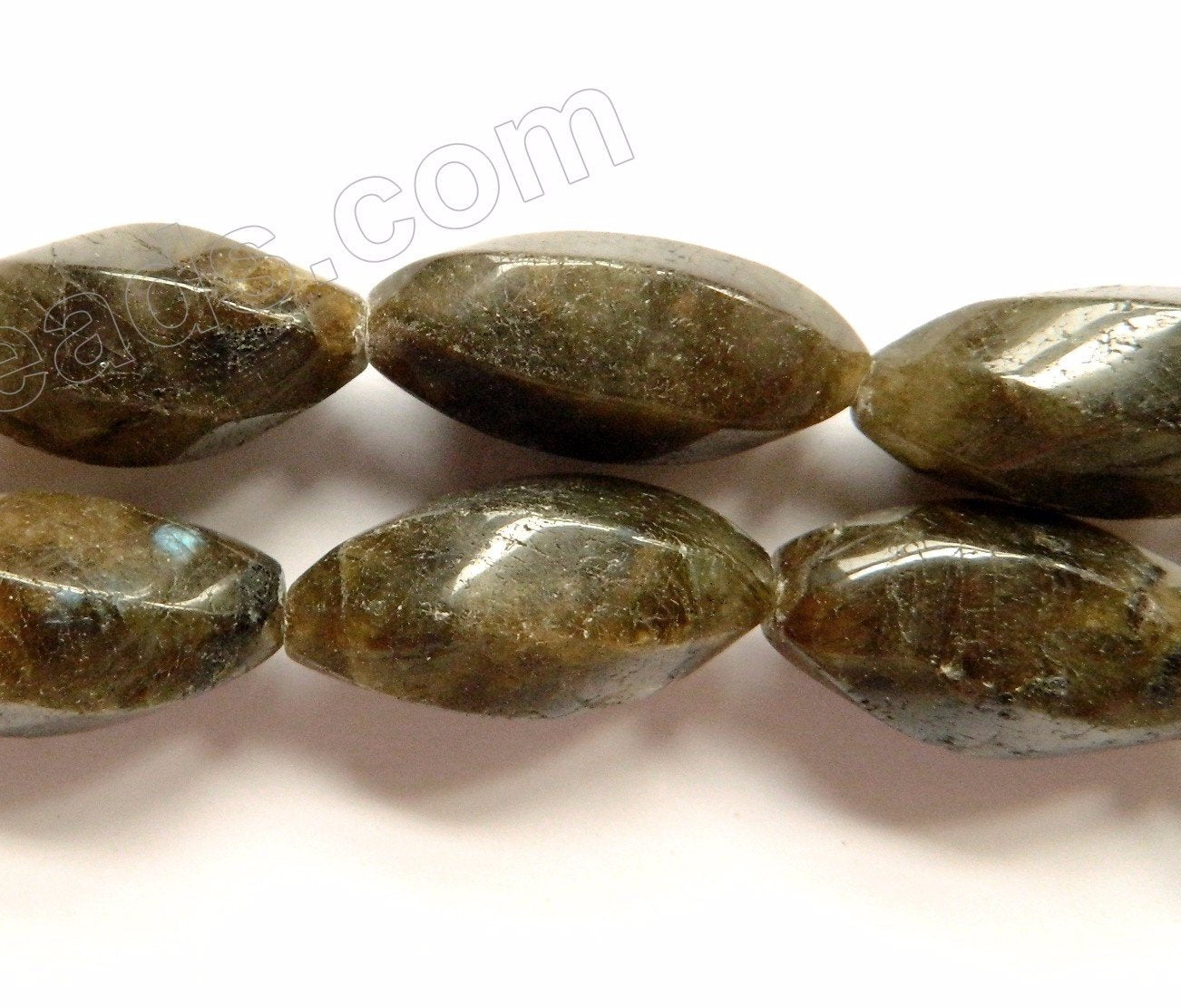 Labradorite Dark  -  6 Side Twist Rice 16"