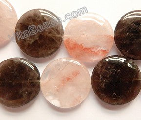 Mixed Ruby Smoky Quartz  -  Big Puff Coins  16"