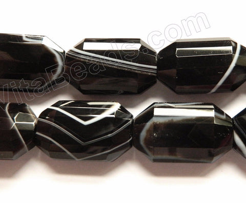 Black Sardonix Agate AAA  -  Faceted Rectangle Puff Lantern  16"