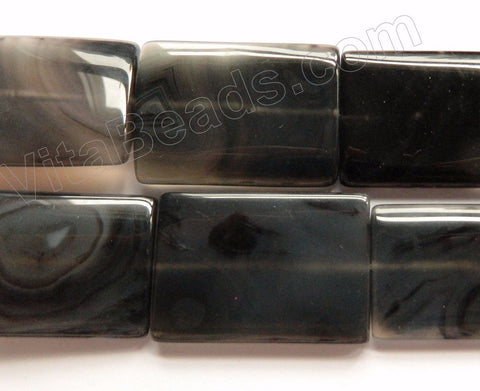 Dark Grey Sardonix Agate  -  Puff Thin Tubes 15"