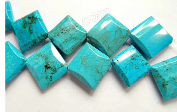 Deep Blue Cracked Chinese Turquoise  -  Twist Faceted Diamond  16"