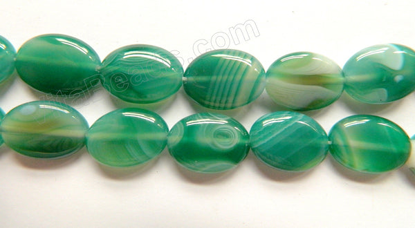 Green Sardonix Agate  -  Puff Oval  16"