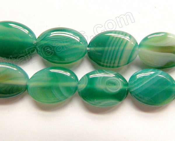 Green Sardonix Agate  -  Puff Oval  16"