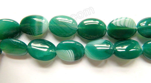 Green Sardonix Agate  -  Puff Oval  16"
