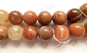 Mixed Red Moonstone AAA  -  Big Smooth Round Beads  16"