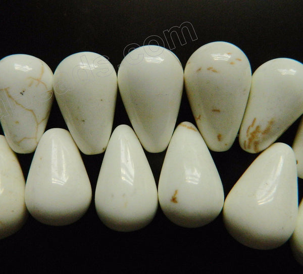Howlite White Brown  -  Side Drilled Smooth Teardrops 3"