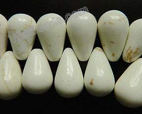 Howlite White Brown  -  Side Drilled Smooth Teardrops 3"