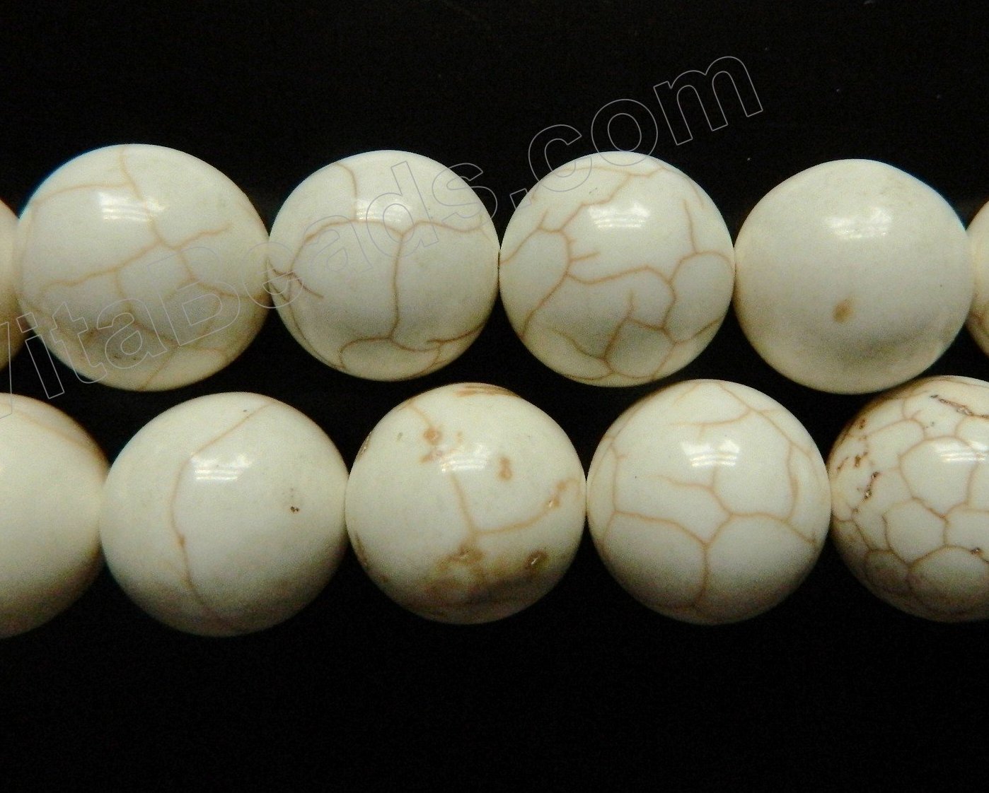 Ivory Crack Turquoise  -  Big Smooth Round Beads  16"