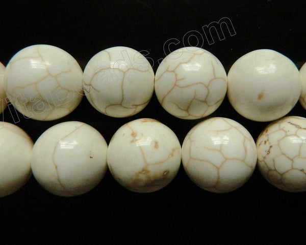 Ivory Crack Turquoise  -  Big Smooth Round Beads  16"