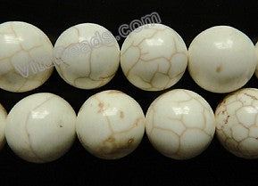 Ivory Crack Turquoise  -  Big Smooth Round Beads  16"