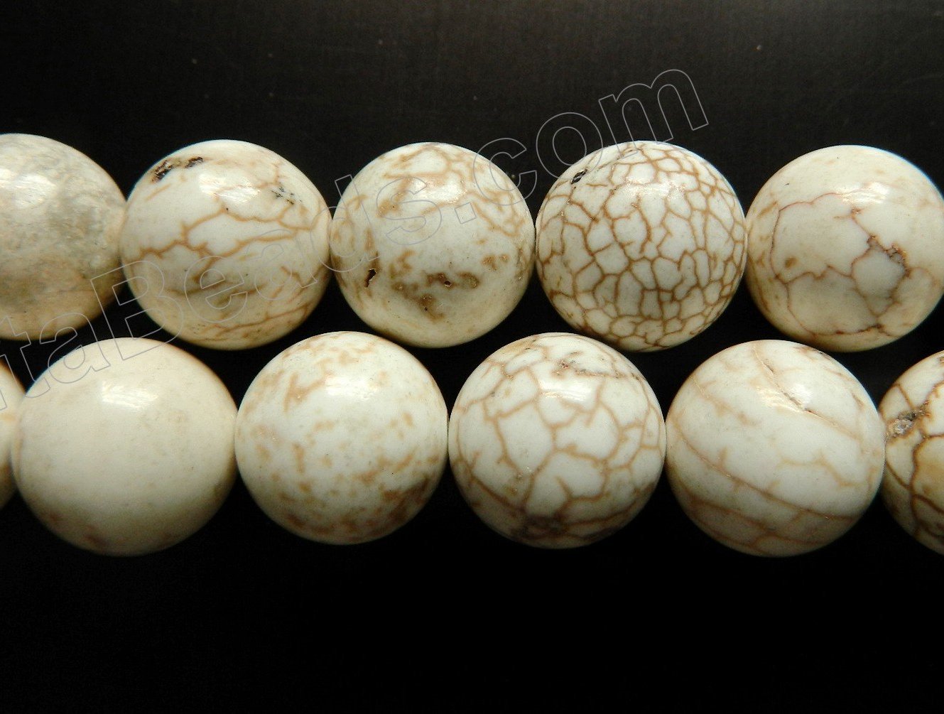 Ivory Crack Turquoise  -  Big Smooth Round Beads  16"