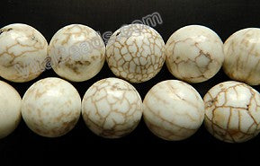 Ivory Crack Turquoise  -  Big Smooth Round Beads  16"