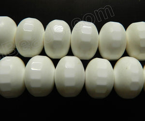 White Jasper  -  Fine Cut Rondel, faceted rondel  16"    14 x 10 mm