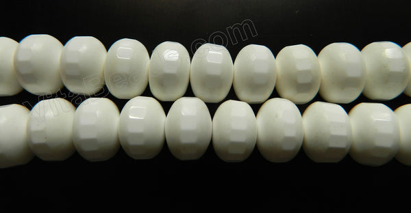 White Jasper  -  Fine Cut Rondel, faceted rondel  16"    14 x 10 mm