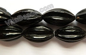 Black Onyx  -  Carved Melon Beads  16"