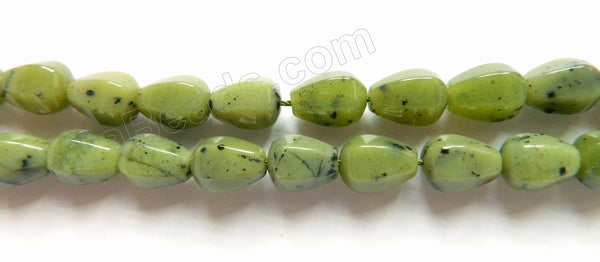 BC Jade A Light  -  7x10mm 6-Side Faceted Drops 16"