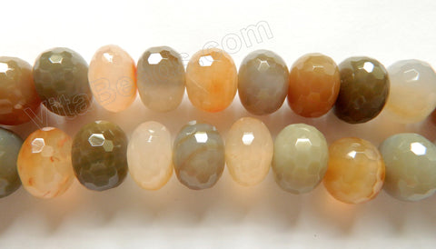 Natural Warm Agate A  -  Big Faceted Rondel  16"    18 x 13 mm