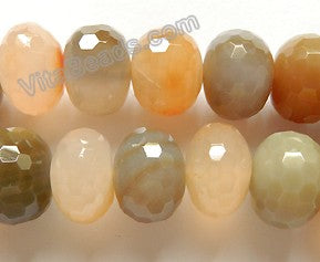 Natural Warm Agate A  -  Big Faceted Rondel  16"    18 x 13 mm
