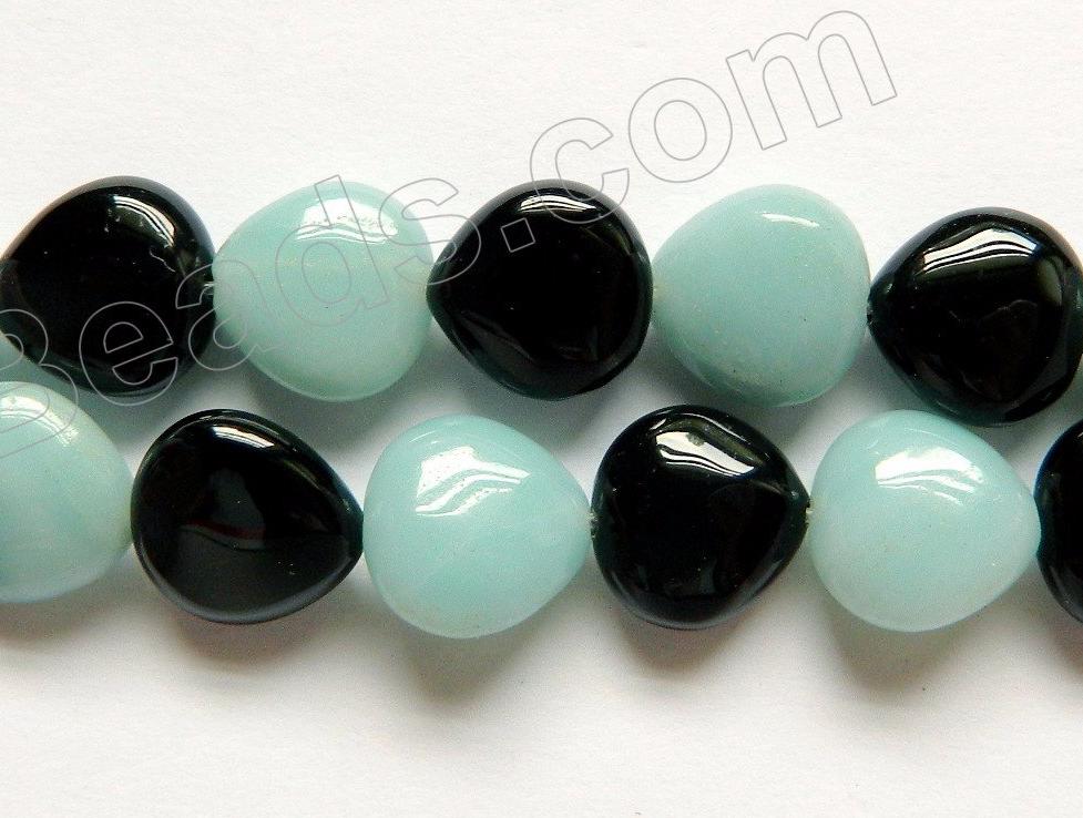 Amazonite &. Black Onyx  -  Puff Almond  16"