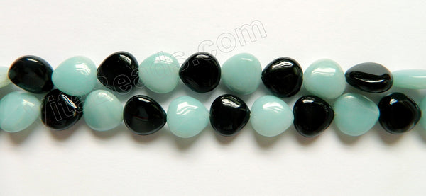 Amazonite &. Black Onyx  -  Puff Almond  16"