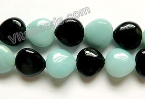 Amazonite &. Black Onyx  -  Puff Almond  16"