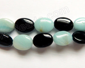 Amazonite &. Black Onyx  -  Puff Ovals  16"