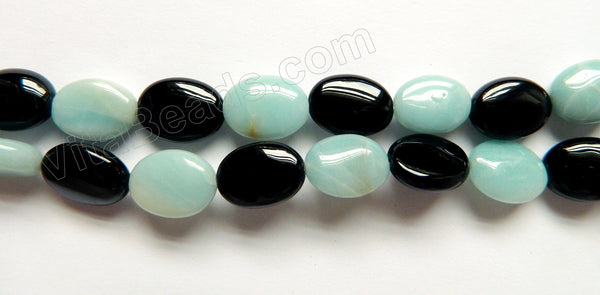 Amazonite &. Black Onyx  -  Puff Ovals  16"