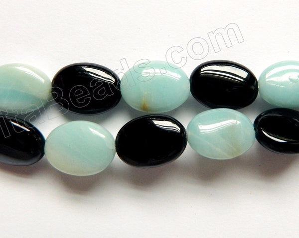 Amazonite &. Black Onyx  -  Puff Ovals  16"