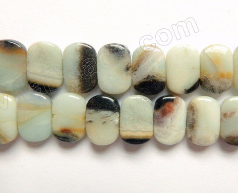 Golden Black Amazonite  -  Double Drilled Puff Rectangles  16"