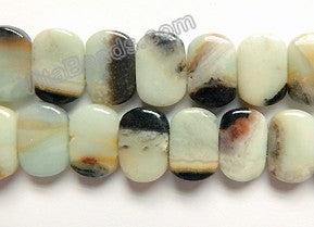 Golden Black Amazonite  -  Double Drilled Puff Rectangles  16"