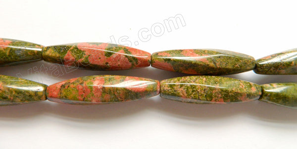 Unakite  -  6-side Twisted Long Rice  16"