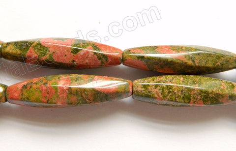 Unakite  -  6-side Twisted Long Rice  16"