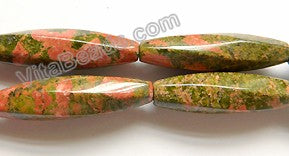 Unakite  -  6-side Twisted Long Rice  16"