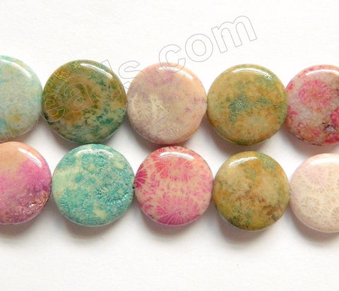 Mixed Color Fossil Coral  -  Puff Coins  16"