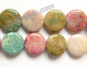 Mixed Color Fossil Coral  -  Puff Coins  16"