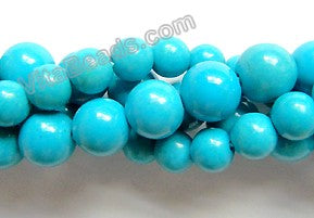 Deep Blue Stablelized Turquoise  -  Smooth Round  16"