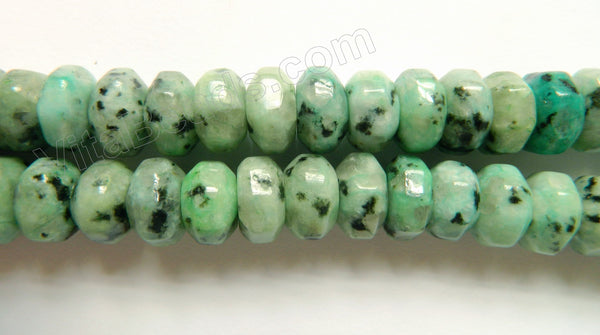 Green Kiwi Stone  -  Big Faceted Rondel  16"    8 x 13 mm