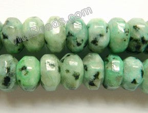 Green Kiwi Stone  -  Big Faceted Rondel  16"    8 x 13 mm