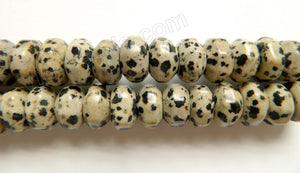Dalmatian Jasper  -  Big Faceted Rondel  16"    8 x 13 mm