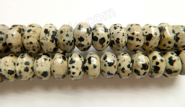 Dalmatian Jasper  -  Big Faceted Rondel  16"    8 x 13 mm