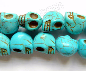 Dark Blue Cracked Chinese Turquoise  -  Carved Skeleton  16"