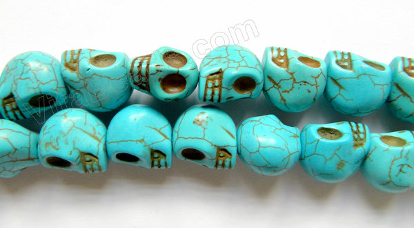 Dark Blue Cracked Chinese Turquoise  -  Carved Skeleton  16"
