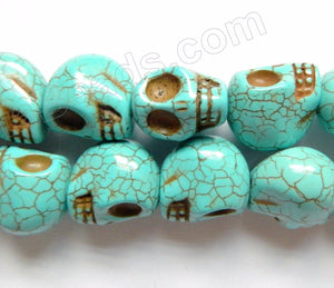 Blue Cracked Chinese Turquoise  -  Carved Skeleton  16"