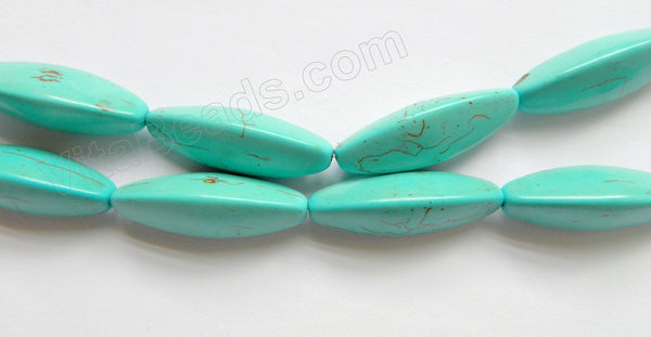 Blue Cracked Turquoise  -  3 Side Long Rice  16"