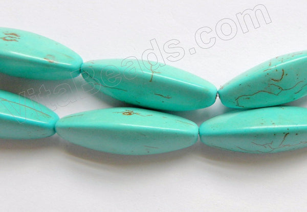 Blue Cracked Turquoise  -  3 Side Long Rice  16"